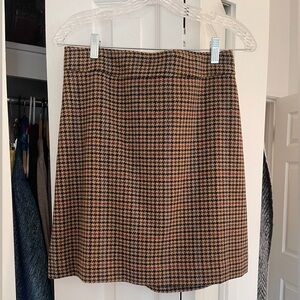 J. Crew Brown and Black Houndstooth Mini Skirt